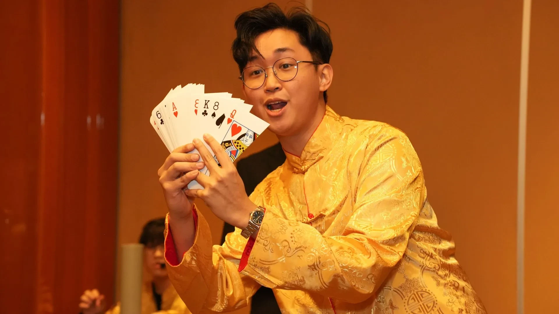 Event magician performing on stage