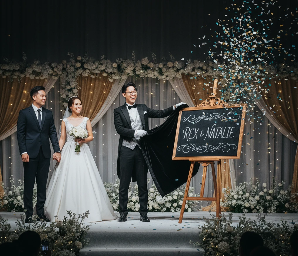 Custom wedding magic reveal for the couple